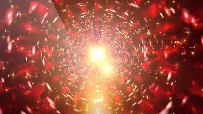 红色色调穿越圆形背景粒子led视频素材