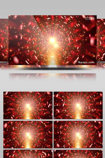 红色色调穿越圆形背景粒子led视频素材图片