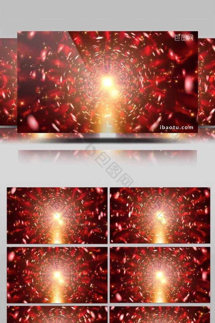 红色色调穿越圆形背景粒子led视频素材