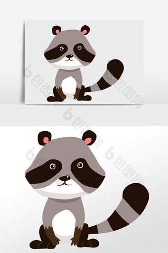 动物小浣熊插画元素图片