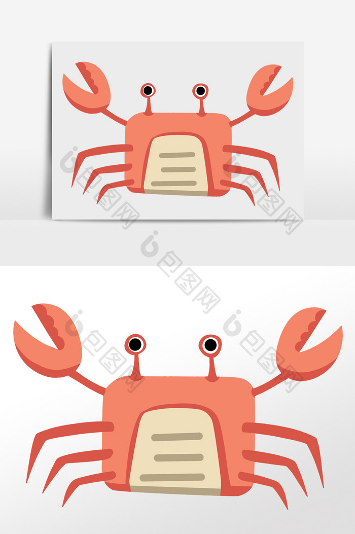 动物小螃蟹插画元素