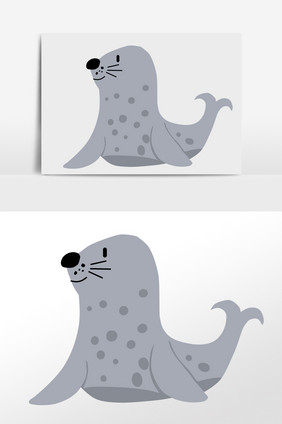 手绘海洋动物海豹插画元素