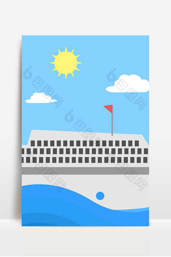 扁平卡通海边旅游广告背景图片