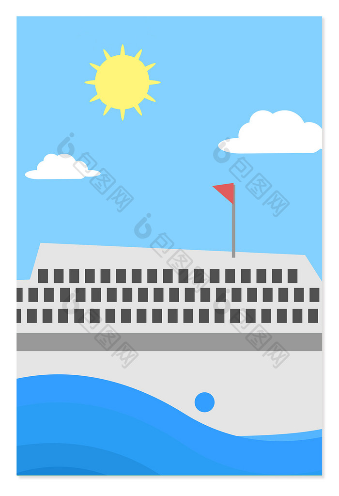 扁平卡通海边旅游广告背景图片