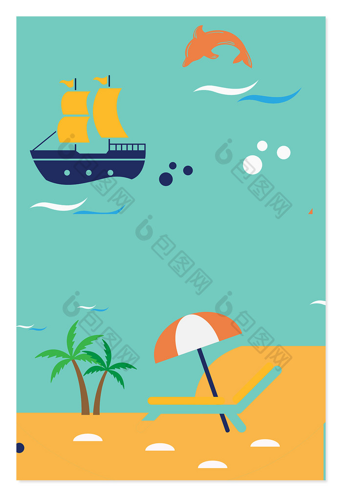 绿色扁平卡通旅游度假广告背景图片