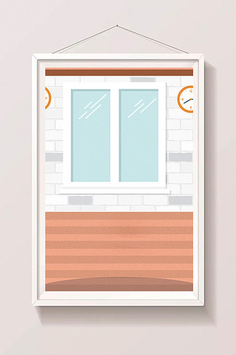 扁平卡通室内窗户场景图片下载