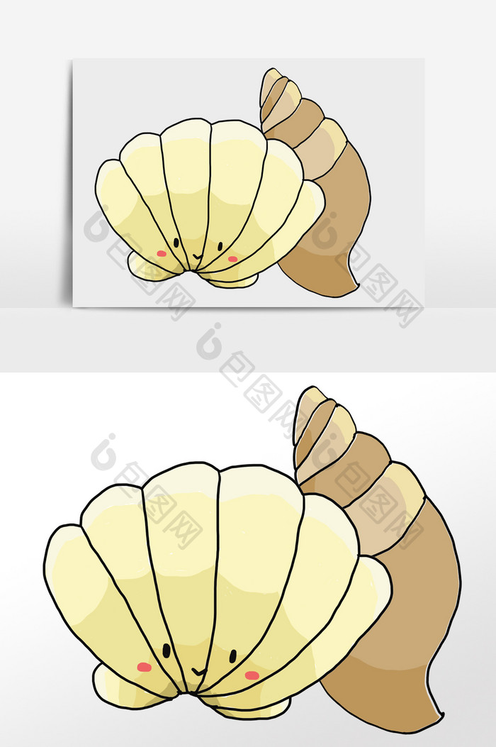 海洋生物贝壳海螺插画元素