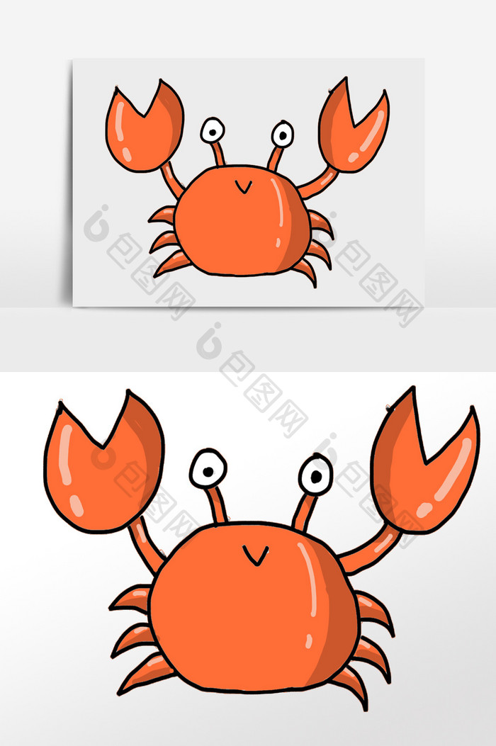 红色小海蟹插画元素