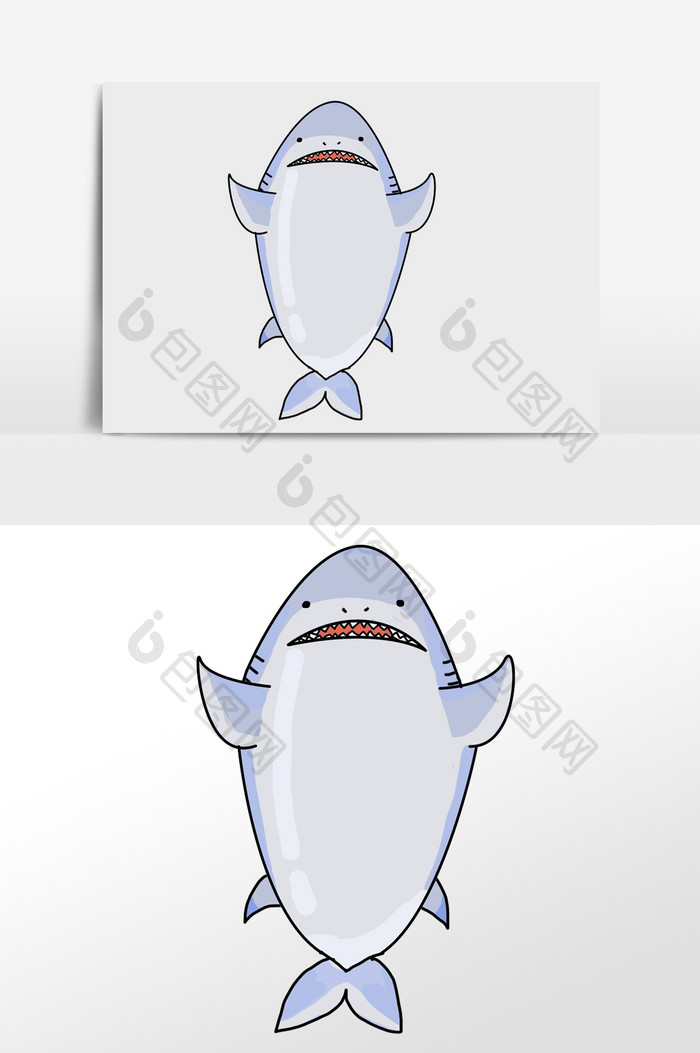手绘大鲨鱼插画元素