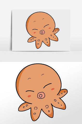 卡通墨鱼仔插画元素图片下载