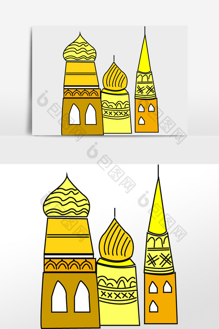 俄罗斯风格建筑插画元素