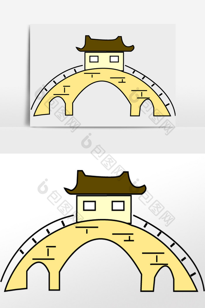 拱桥建筑插画元素