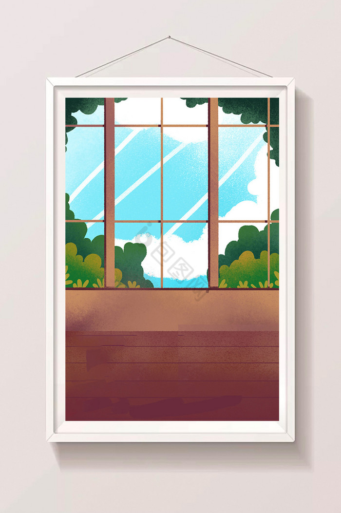 房子室内玻璃窗外风景图片