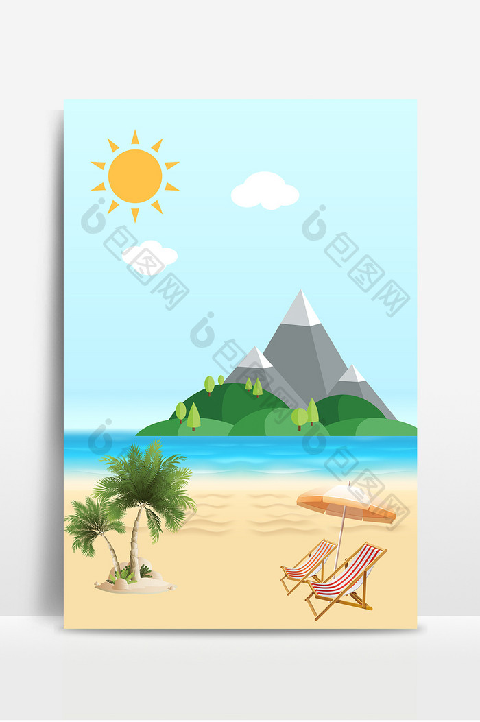 夏日沙滩海报背景图