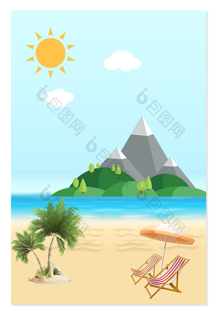 夏日沙滩海报背景图