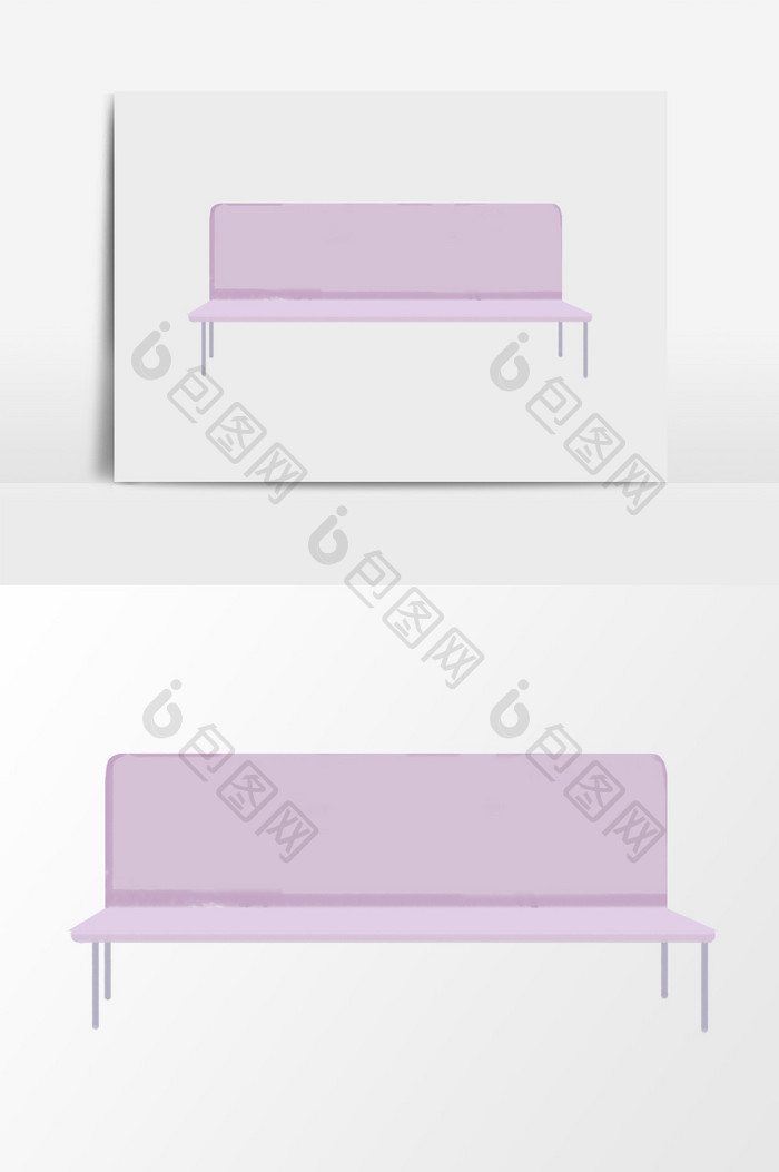 紫色卡通手绘长椅