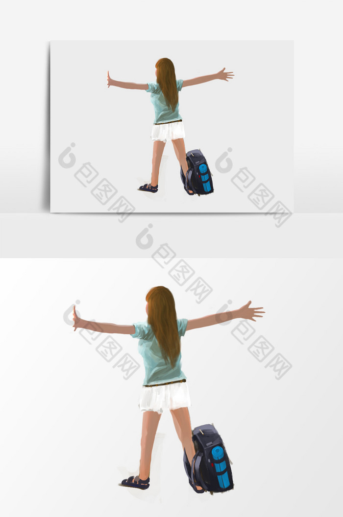 旅游少女背包图片图片