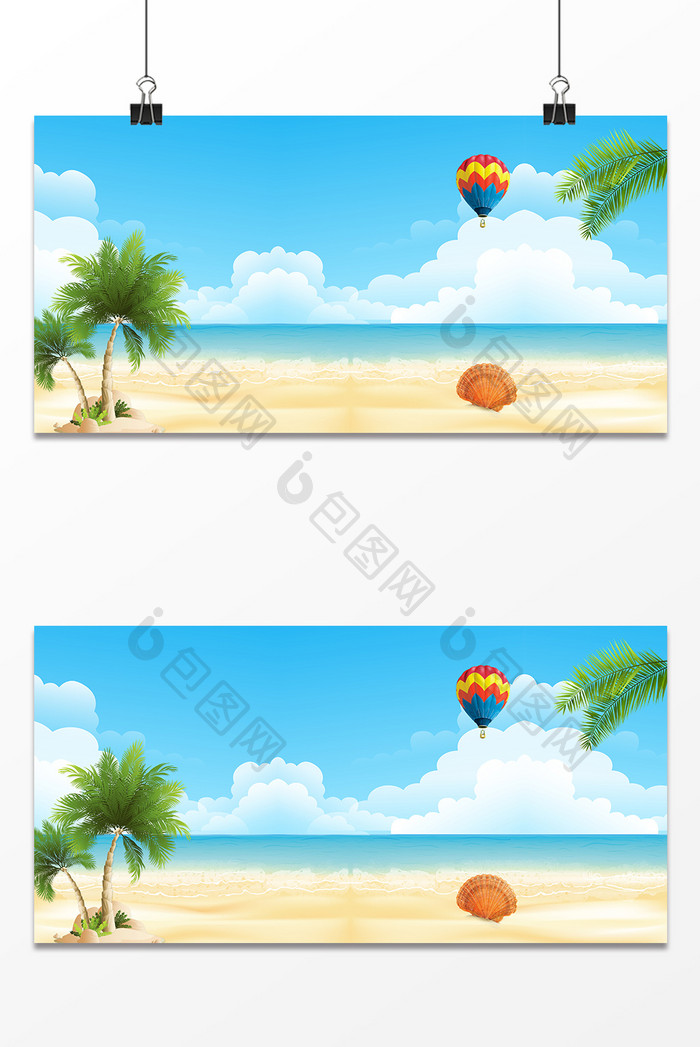 夏日沙滩旅游设计背景图