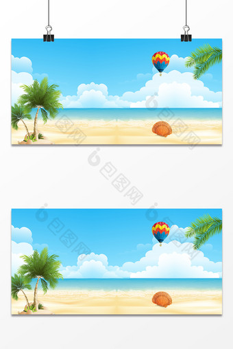 夏日沙滩旅游设计背景图图片