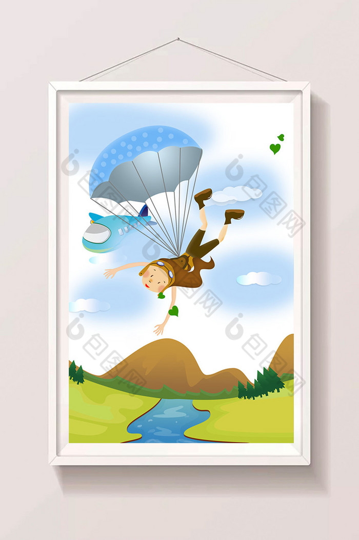 跳伞冒险插画图片图片