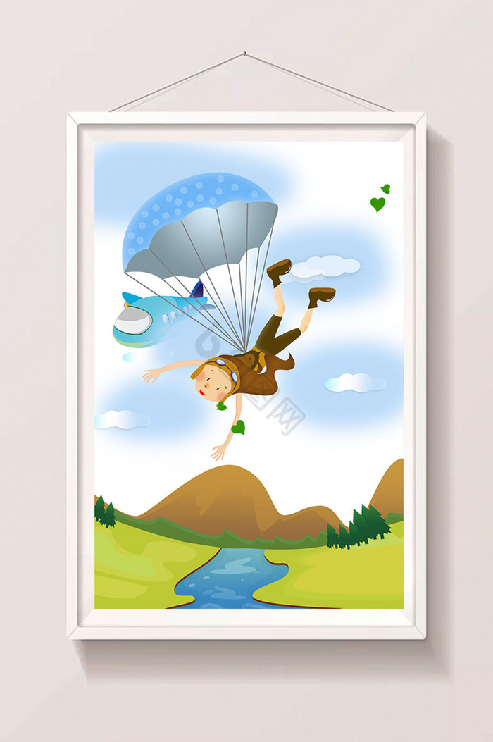 跳伞冒险插画图片