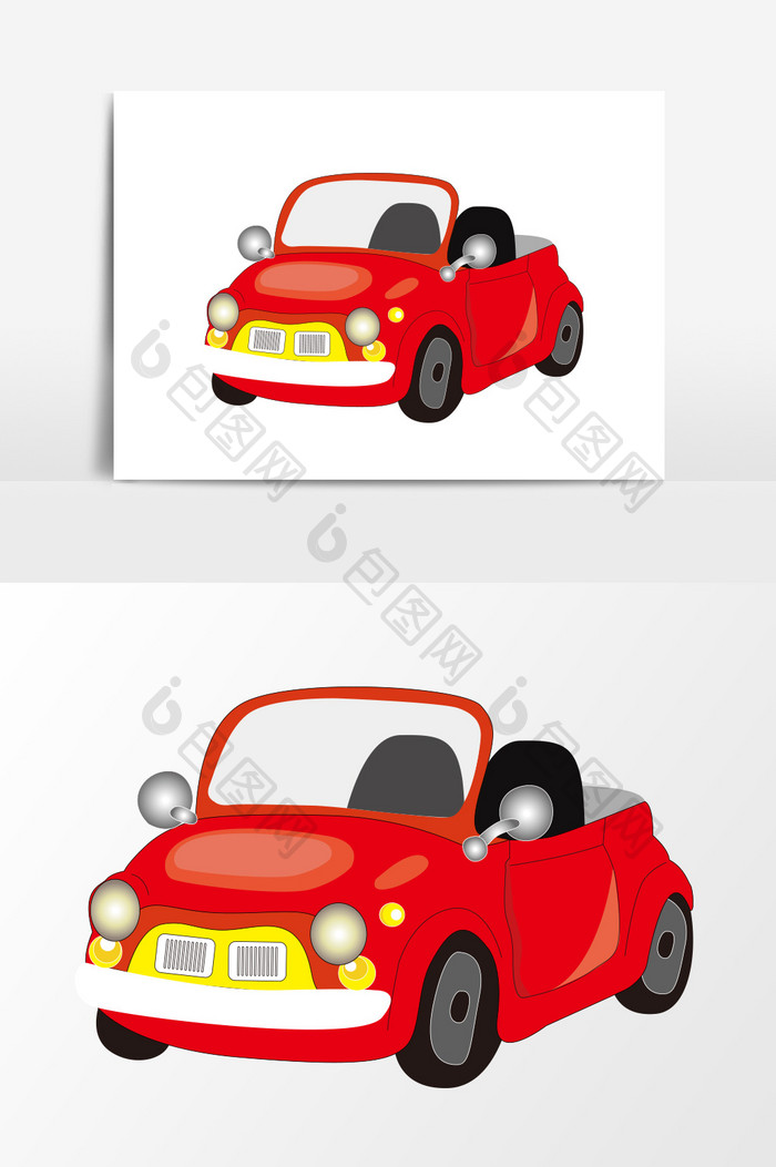 卡通红色小汽车元素设计