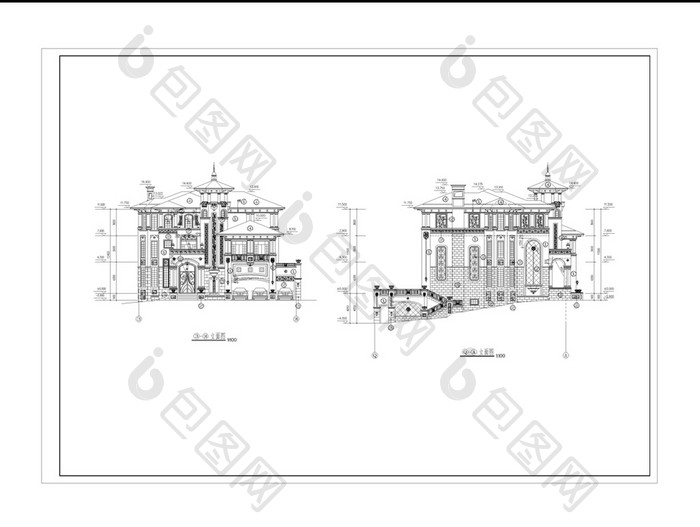 斜坡上的别墅建筑设计CAD施工图