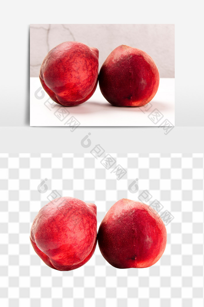新鲜桃子高清免抠透底水果元素