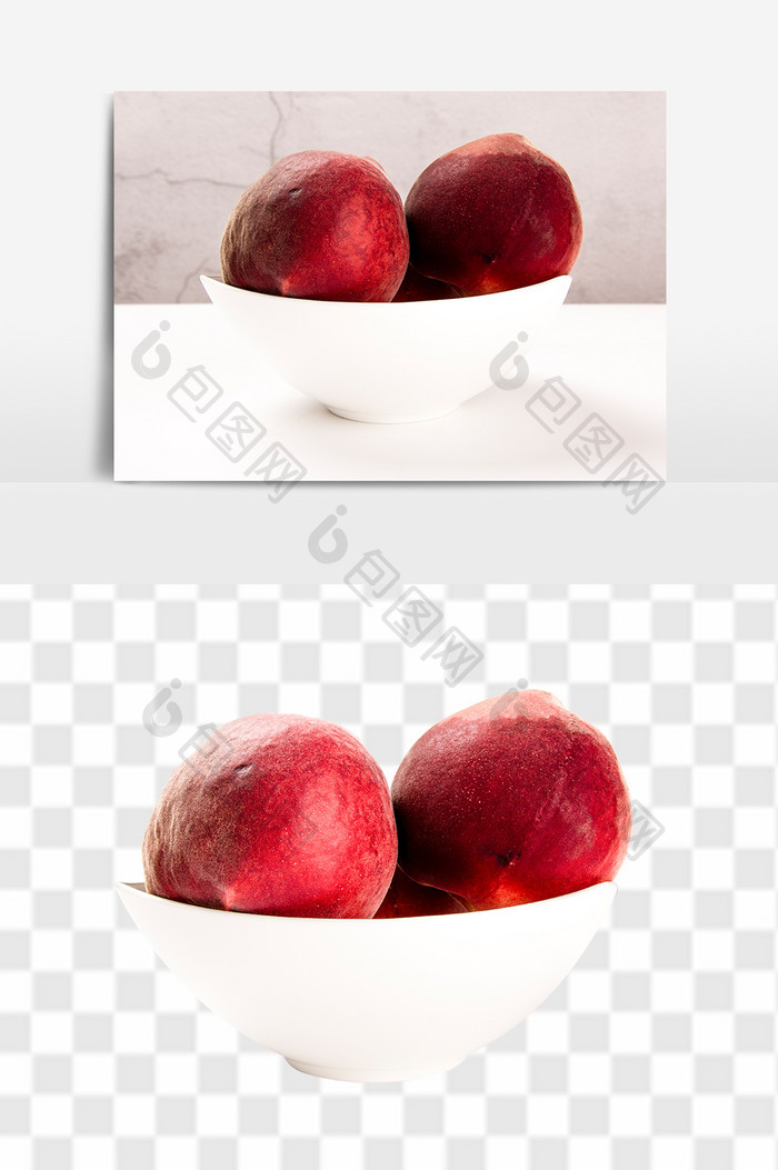 新鲜桃子高清免抠透底水果元素素材