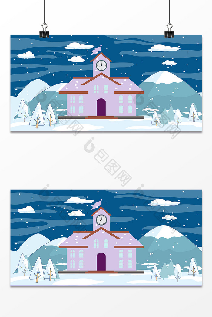 冬季建筑房子设计背景图