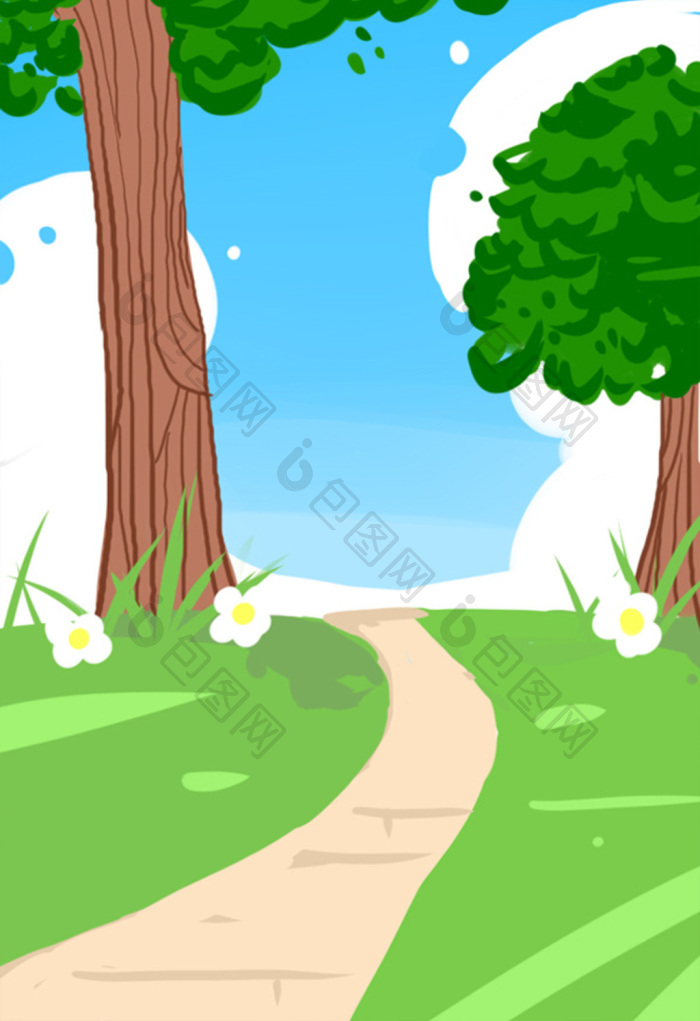 林间小路插画图片-包图网