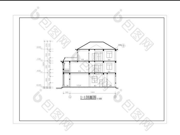 CAD三层别墅建筑设计建施图纸