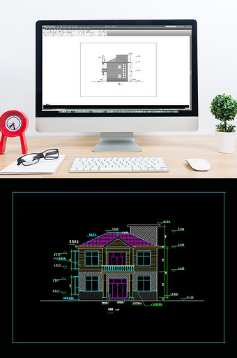 二层紧凑式小别墅CAD建筑施工图图片