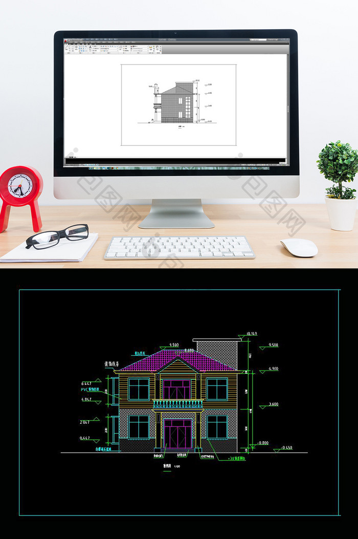 二层紧凑式小别墅CAD建筑施工图