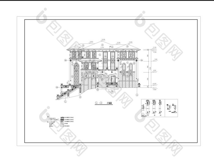 CAD四层别墅设计建筑施工图纸