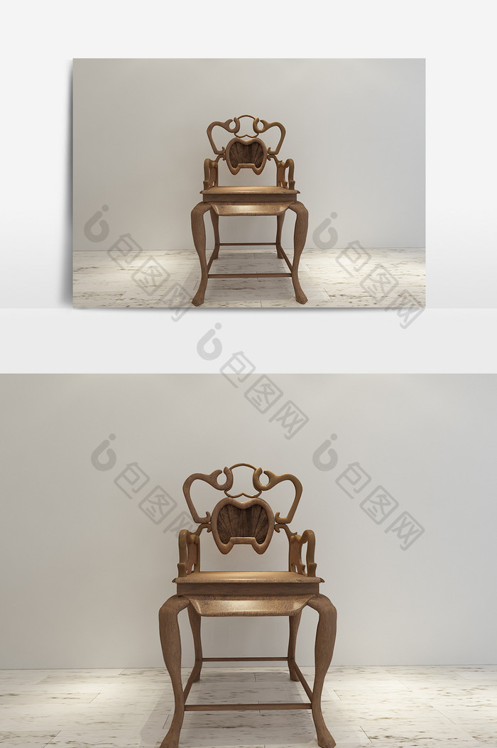 中式木质单椅模型