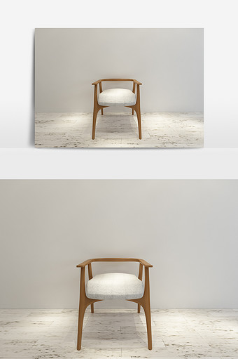 新中式简约休闲椅模型图片