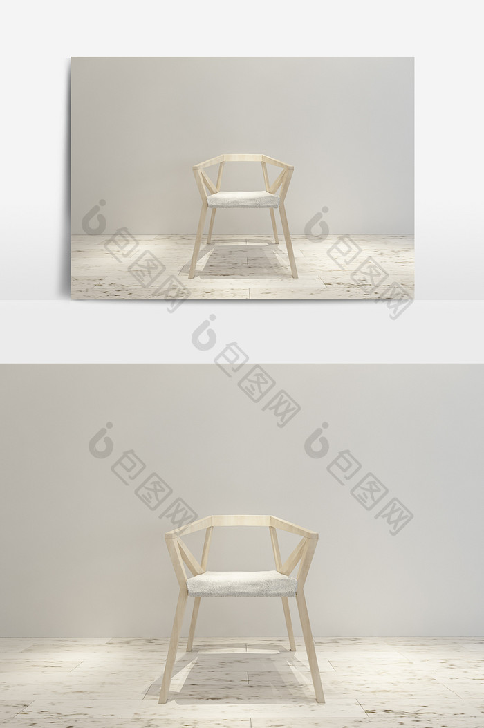 浅木纹休闲椅模型