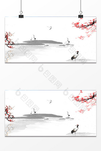 复古梅花天鹅设计背景图图片