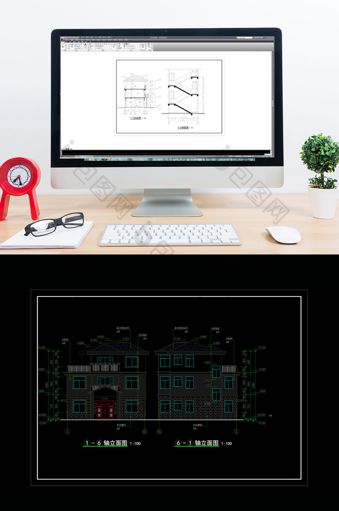 三层农房CAD平屋顶的建筑施工图