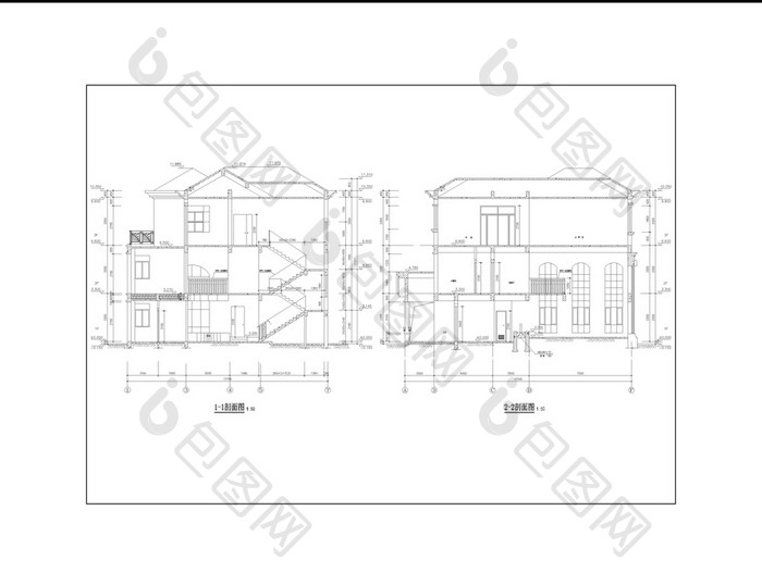 三层别墅设计建筑CAD施工图