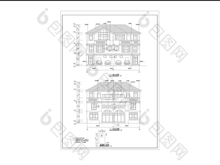 三层CAD别墅设计施工图图纸