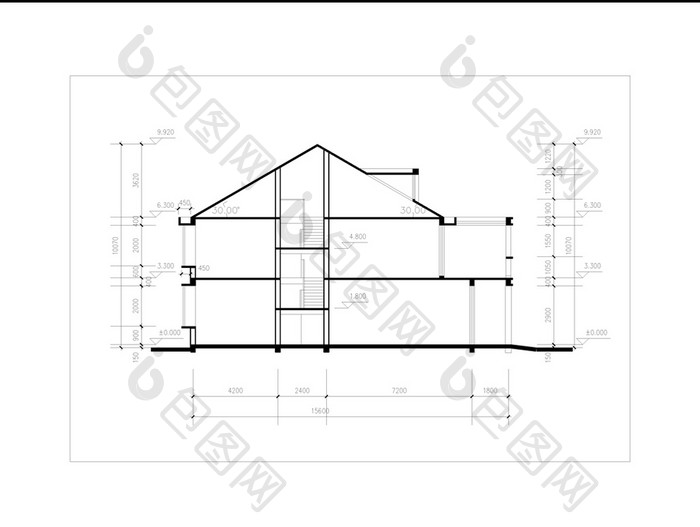 一套连体别墅CAD建筑设计施工图