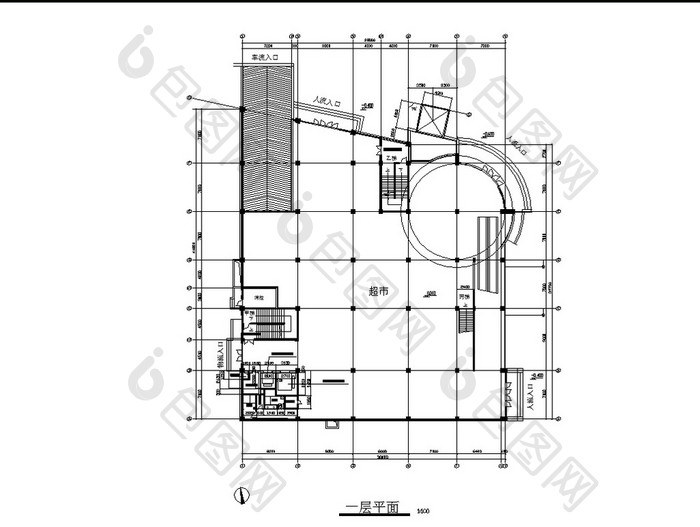 大型超市CAD建筑设计方案图纸