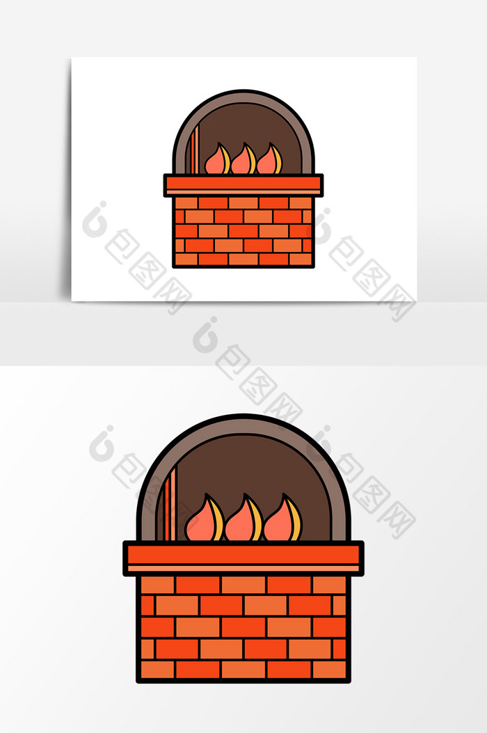 手绘火焰取暖围灶元素