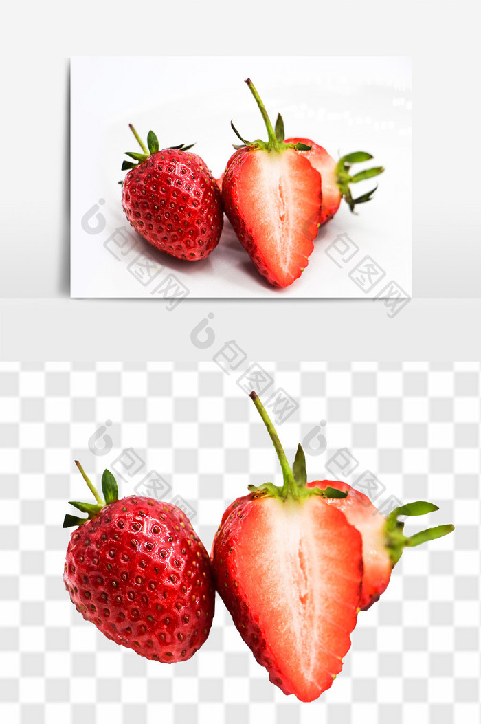 红色草莓免抠素材元素