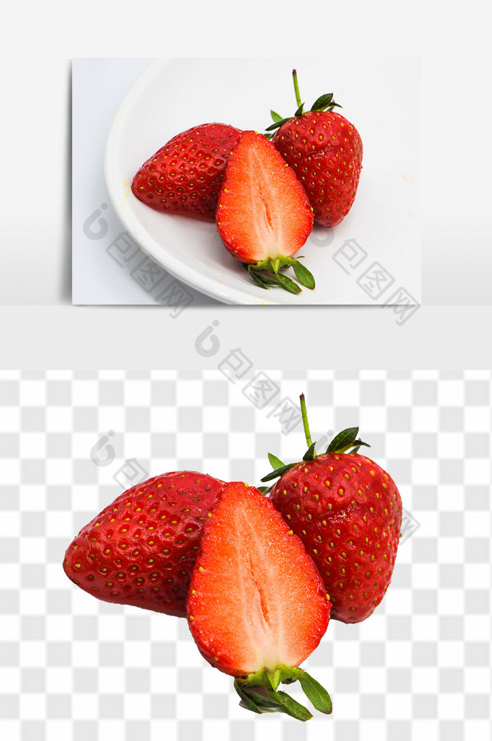 夏季红色草莓水果高清元素