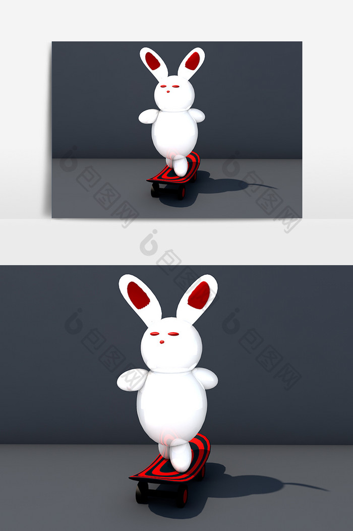 3D卡通站立小兔子设计元素