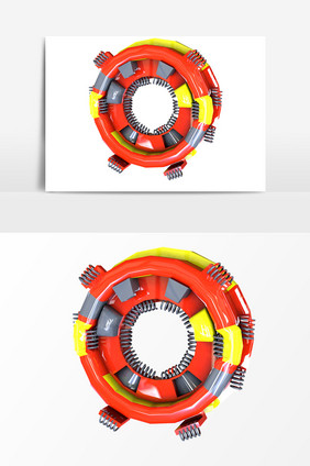 3D卡通救生圈设计元素