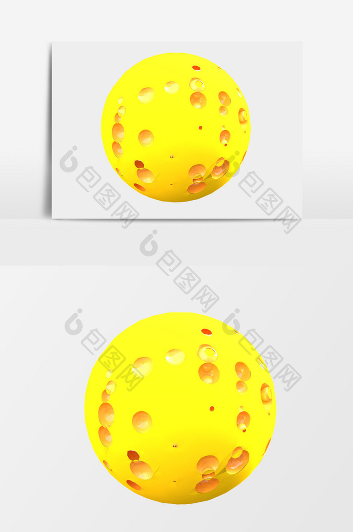 3D卡通奶酪月亮设计元素